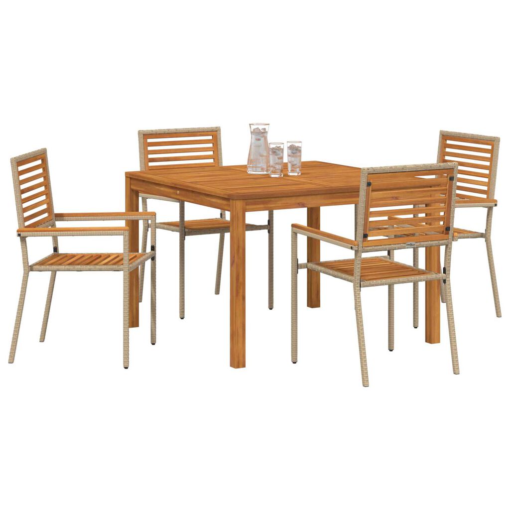 vidaXL Σέτ φαγητού για κήπο 5 pcs Μπεζ Πολυ ράταν
