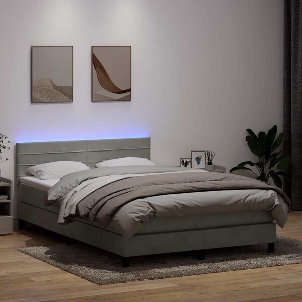 vidaXL &Kappa;&rho;&epsilon;&beta;ά&tau;&iota; Boxspring &mu;&epsilon; &Sigma;&tau;&rho;ώ&mu;&alpha; & LED &Alpha;&nu;&omicron;&iota;&chi;&tau;ό &Gamma;&kappa;&rho;&iota; 160x210 &epsilon;&kappa;. &Beta;&epsilon;&lambda;&omicron;ύ&delta;&iota;&nu;&omicron;