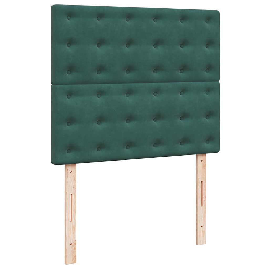 vidaXL Κρεβάτι Boxspring με Στρώμα Σκούρο Πράσινο 120x190εκ. Βελούδινο