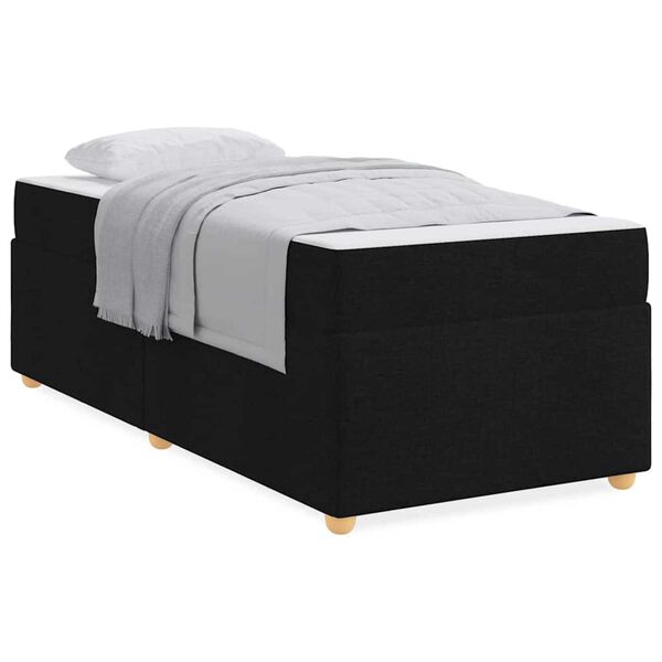 vidaXL Σκελετός Κρεβατιού με στρώμα Μαύρο 90 x 200 cm ύφασμα
