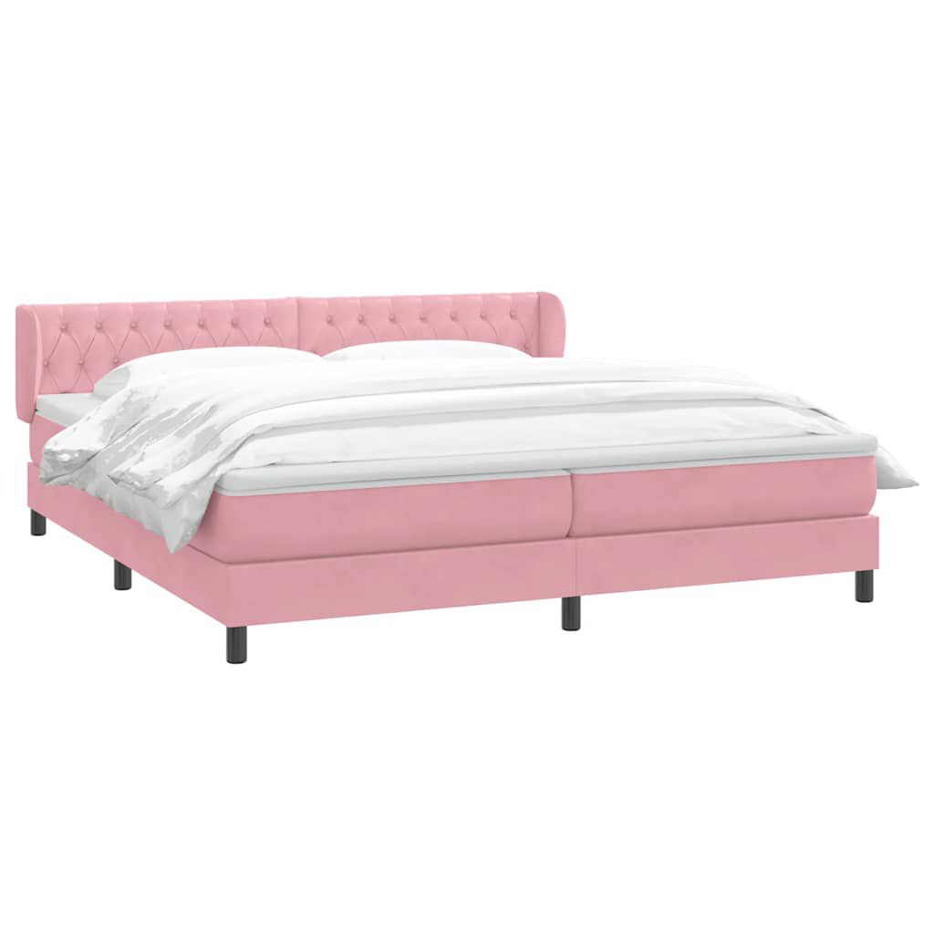 vidaXL Κρεβάτι με στρώματα ροζ 180x220 cm Βελούδινο