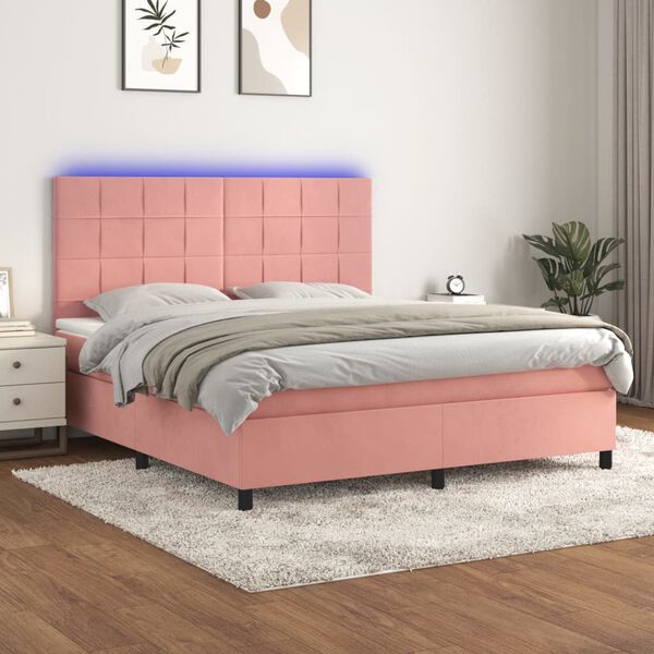 vidaXL &Kappa;&rho;&epsilon;&beta;ά&tau;&iota; Boxspring &mu;&epsilon; &Sigma;&tau;&rho;ώ&mu;&alpha; & LED &Rho;&omicron;&zeta; 160x200 &epsilon;&kappa;. &Beta;&epsilon;&lambda;&omicron;ύ&delta;&iota;&nu;&omicron;