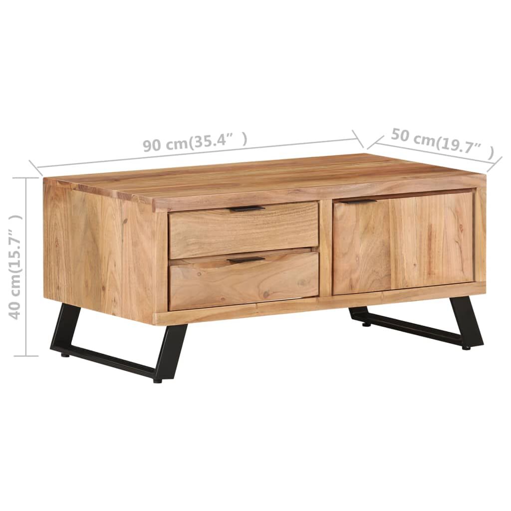vidaXL Τραπέζι Σαλονιού Live Edge 90 x 50 x 40 εκ. Μασίφ Ξύλο Ακακίας