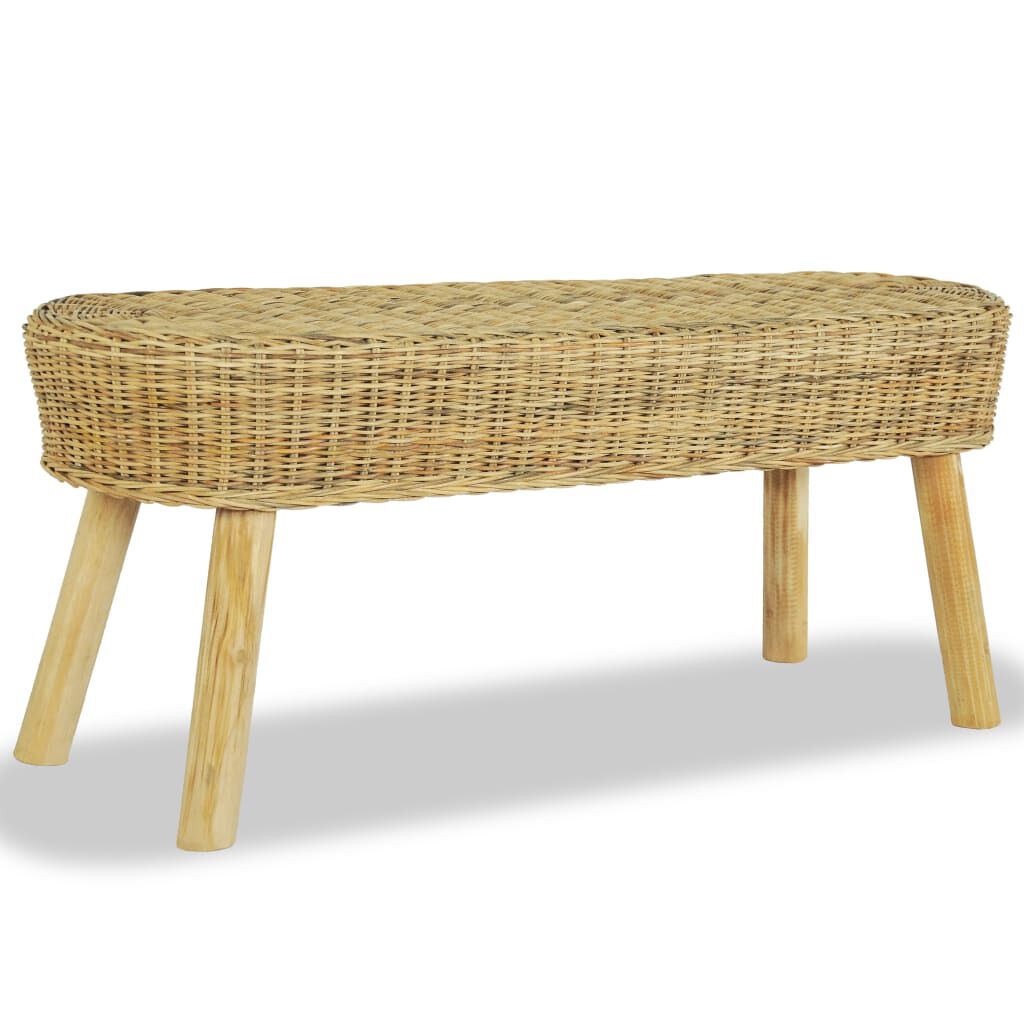 vidaXL Πάγκος Χολ Χρώμα Φυσικό 110 x 35 x 45 εκ. Ρατάν