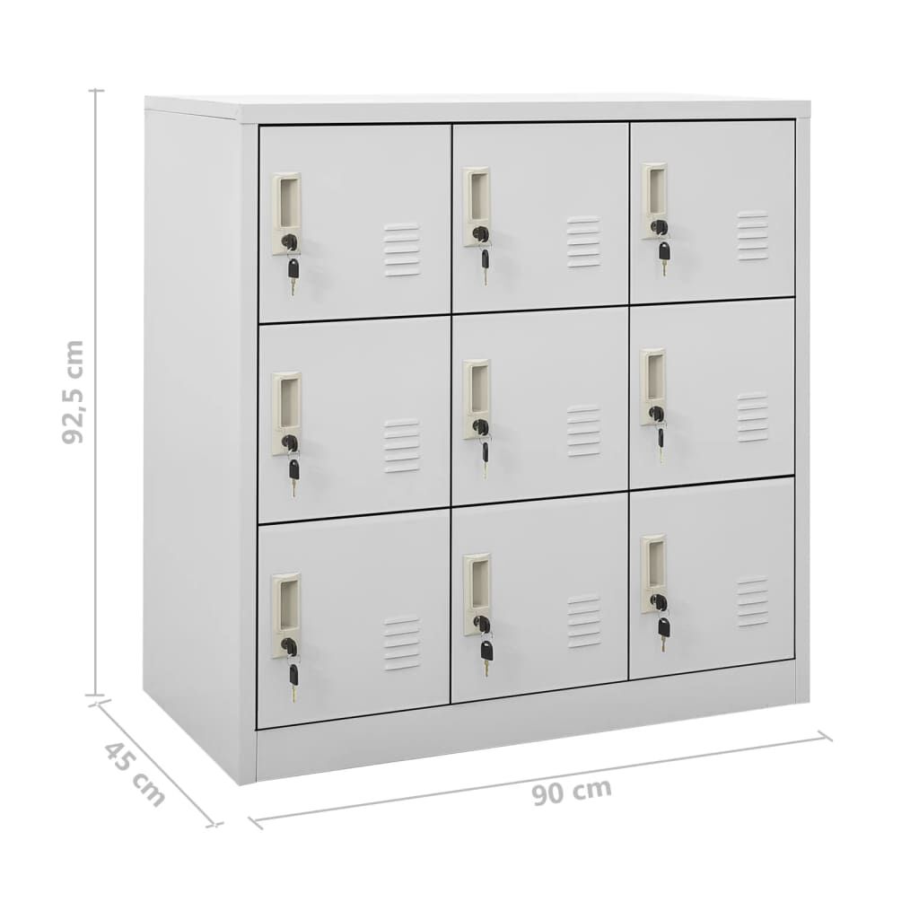 vidaXL Φοριαμοί 2 τεμ. Ανοιχτό Γκρι 90 x 45 x 92,5 εκ. Ατσάλινοι