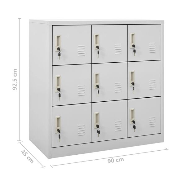 vidaXL Φοριαμοί 2 τεμ. Ανοιχτό Γκρι 90 x 45 x 92,5 εκ. Ατσάλινοι
