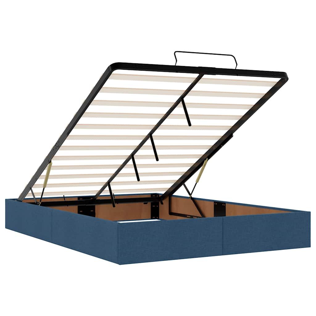 vidaXL Οθωμανικό κρεβάτι με στρώμα & LEDs Μπλε 140x190cm Ύφασμα