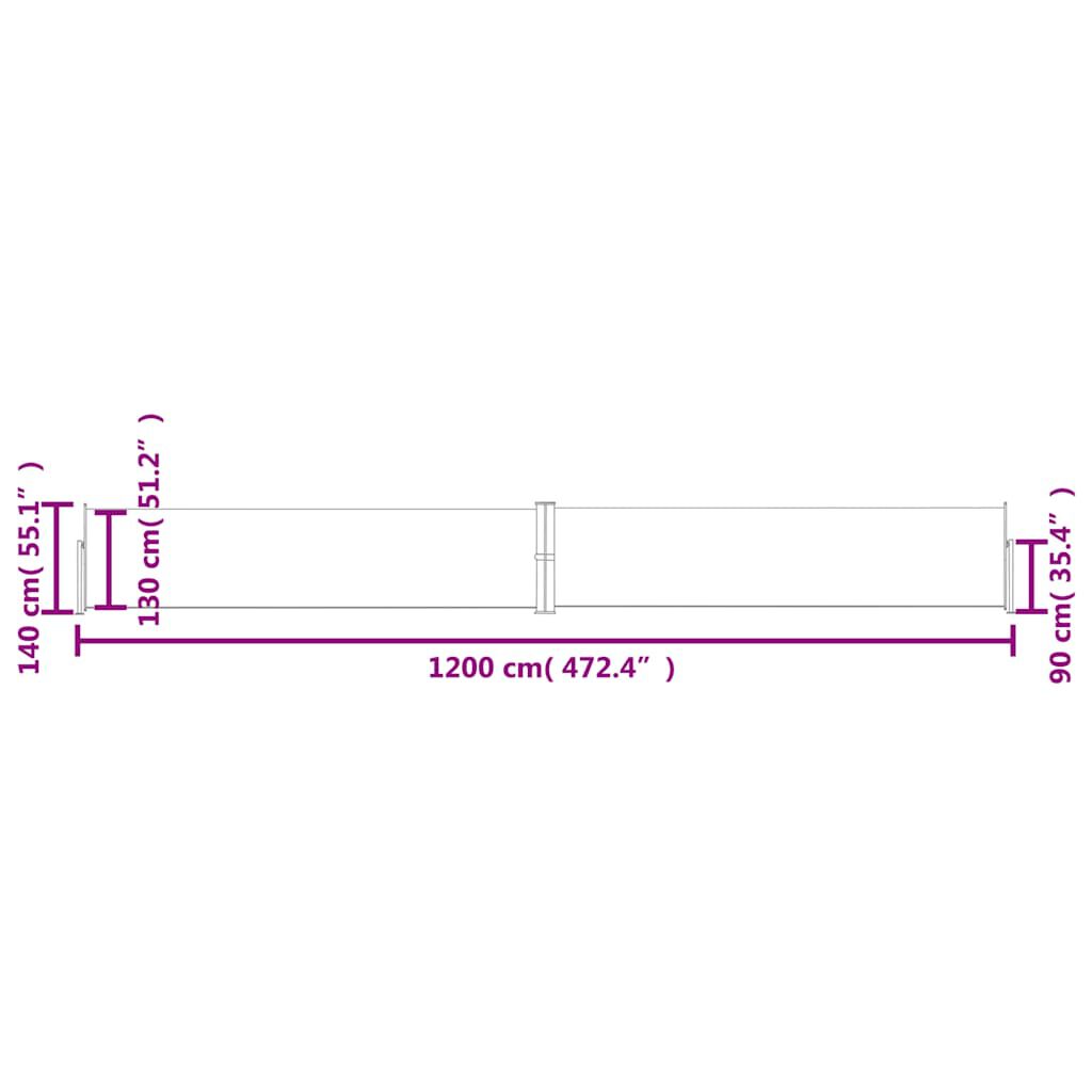 vidaXL Σκίαστρο Πλαϊνό Συρόμενο Βεράντας Κρεμ 140 x 1200 εκ.