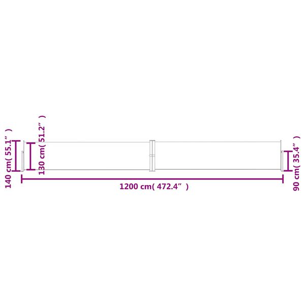 vidaXL Σκίαστρο Πλαϊνό Συρόμενο Βεράντας Κρεμ 140 x 1200 εκ.
