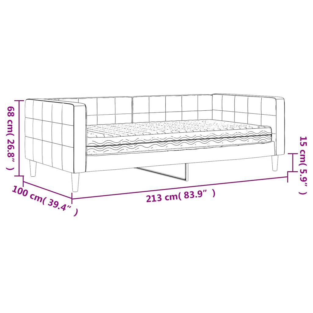 vidaXL Κρεβάτι ημέρας με στρώμα σκούρο γκρι 90x190 cm Βελούδο