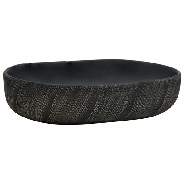vidaXL Νιπτήρας Οβάλ Μαύρος 59x40x14 εκ. Κεραμικός