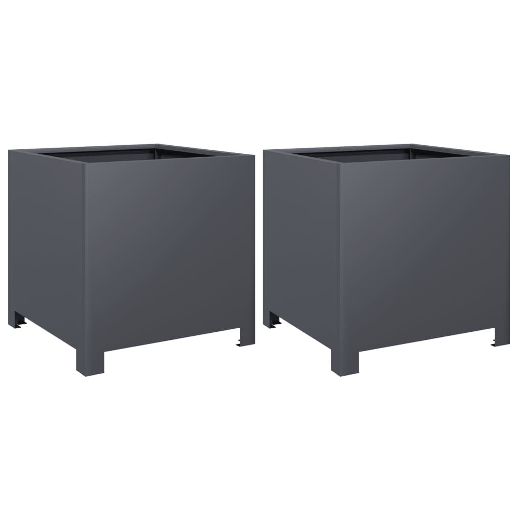 vidaXL Ζαρντινιέρες Κήπου 2 τεμ. Ανθρακί 40x40x40 εκ. από Ατσάλι