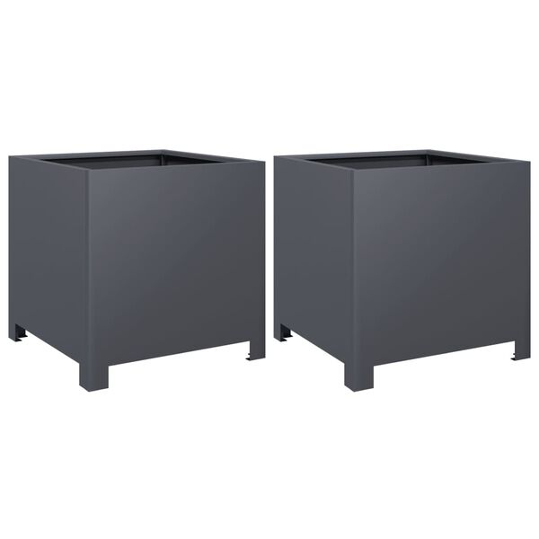vidaXL Ζαρντινιέρες Κήπου 2 τεμ. Ανθρακί 40x40x40 εκ. από Ατσάλι
