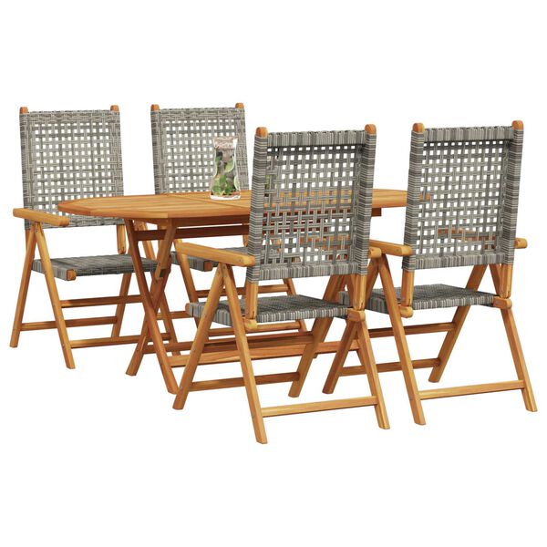 vidaXL Σέτ φαγητού για κήπο 5 pcs Γκρι