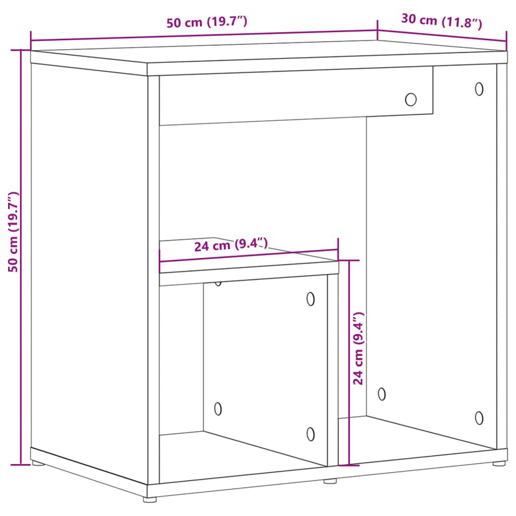 vidaXL Βοηθητικό Τραπέζι Καπνιστή Δρυς 50x30x50 εκ. Επεξεργασμένο Ξύλο