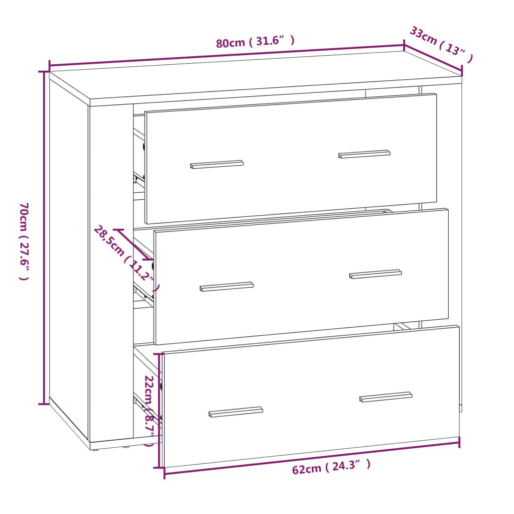 vidaXL Ντουλάπι Καπνιστή Δρυς 80x33x70 εκ. από Επεξεργασμένο Ξύλο