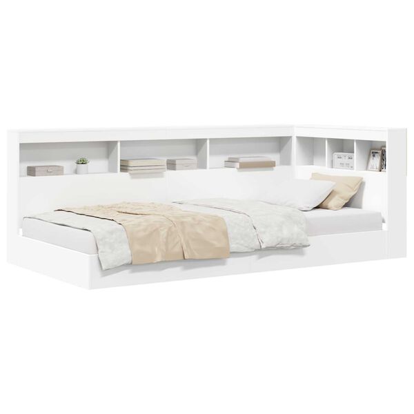 vidaXL Κρεβάτι Βιβλιοθήκης Λευκό 90x190 εκ. με Ξύλο Μηχανικής Κατασκευής