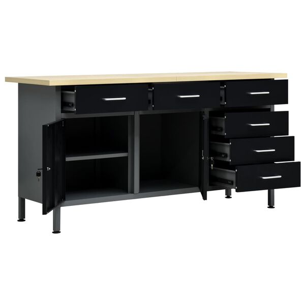 vidaXL Πάγκος Εργασίας Μαύρος 160 x 60 x 85 εκ. Ατσάλινος