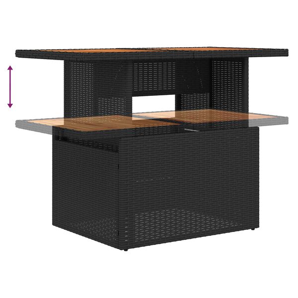 vidaXL Σετ Καναπέ Κήπου Ρυθμιζόμενο ύψος 6 pcs Μαύρο συνθετικό ρατάν