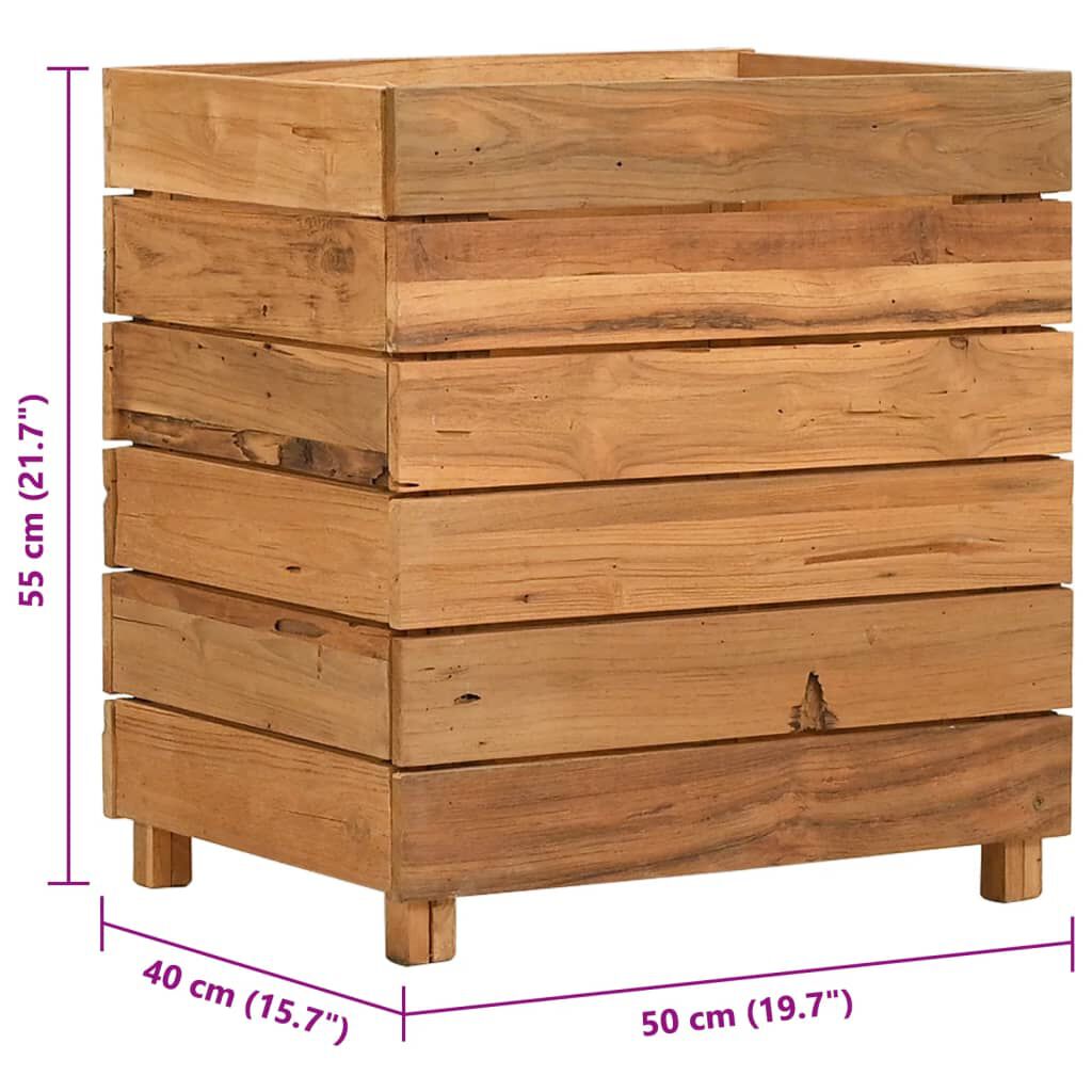 vidaXL Ζαρντινιέρα Υπερυψωμένη 50x40x55 εκ. Ανακυκλ. Ξύλο Teak/Ατσάλι