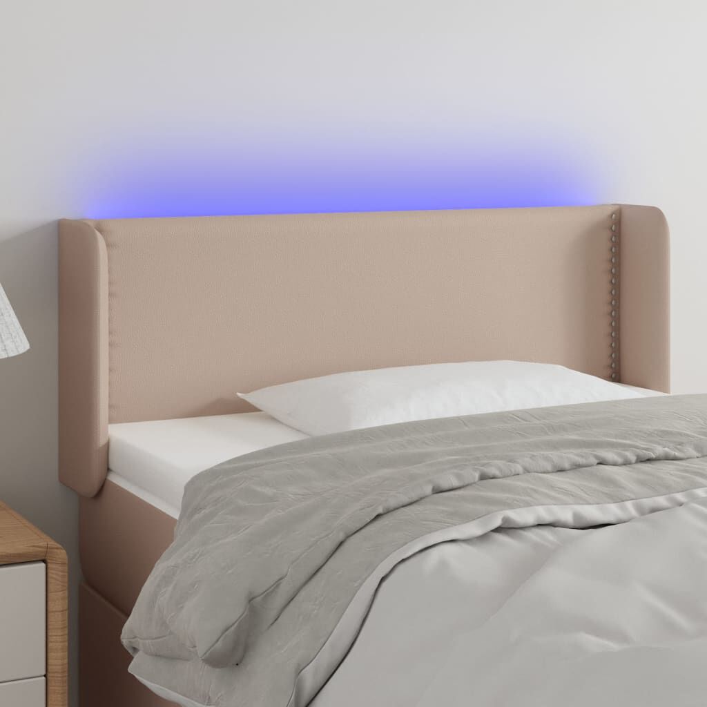 vidaXL Κεφαλάρι Κρεβατιού LED Καπουτσίνο 103x16x78/88εκ. Συνθετ. Δέρμα
