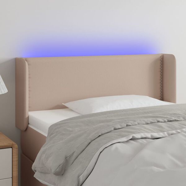 vidaXL Κεφαλάρι Κρεβατιού LED Καπουτσίνο 103x16x78/88εκ. Συνθετ. Δέρμα