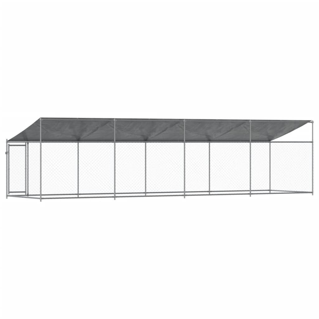 vidaXL Κλουβί Σκύλου με Οροφή και Πόρτες Γκρι 8x2x2 μ. Γαλβ. Χάλυβας