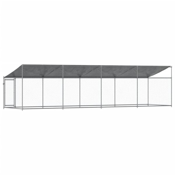 vidaXL Κλουβί Σκύλου με Οροφή και Πόρτες Γκρι 8x2x2 μ. Γαλβ. Χάλυβας