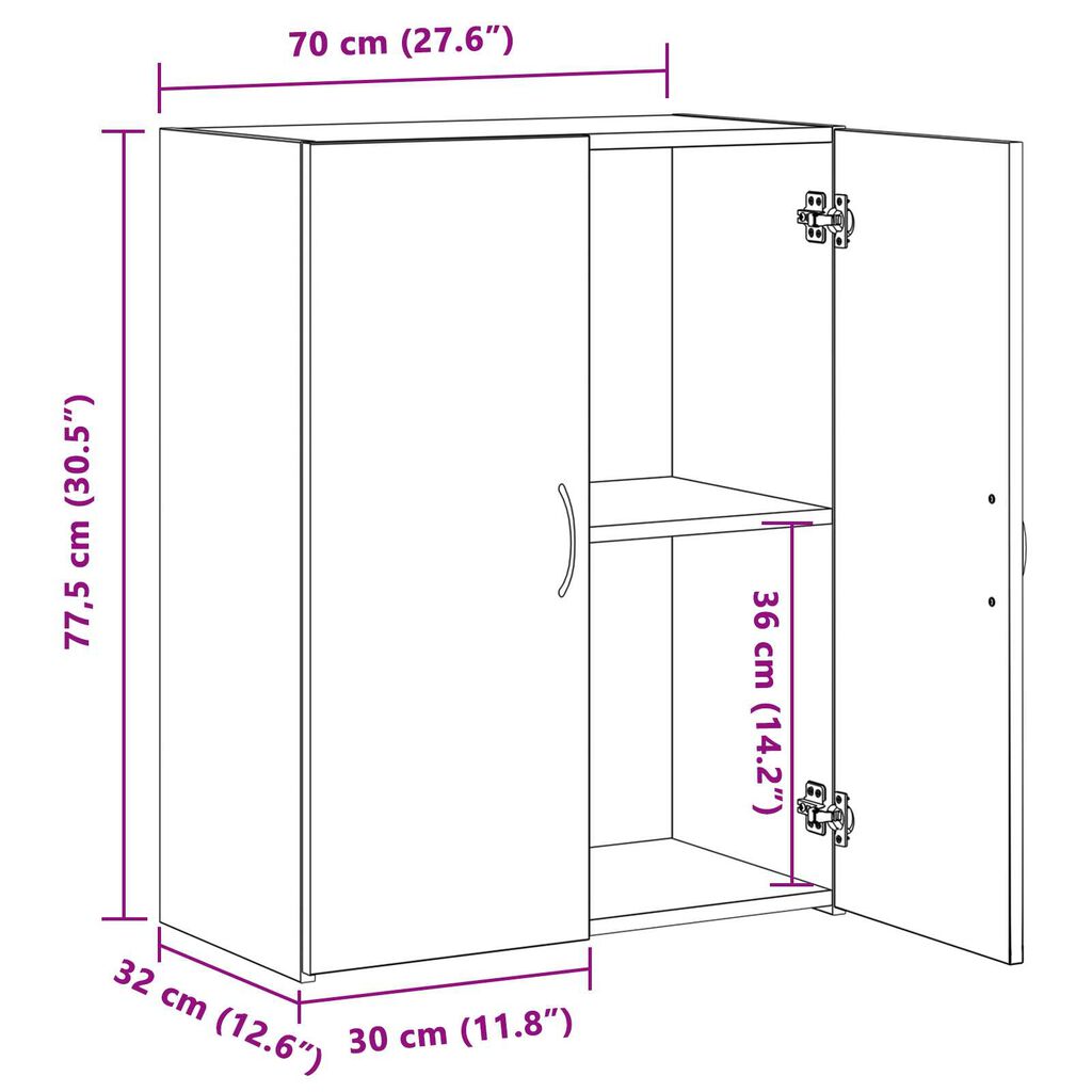 vidaXL Ερμάριο Γραφείου Artisan Oak 60x32x77.5 εκ. Επεξεργασμένο Ξύλο