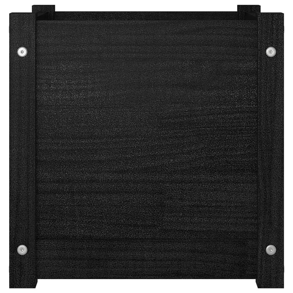 vidaXL Ζαρντινιέρες 2 τεμ. Μαύρες 40 x 40 x 40εκ από Μασίφ Ξύλο Πεύκου