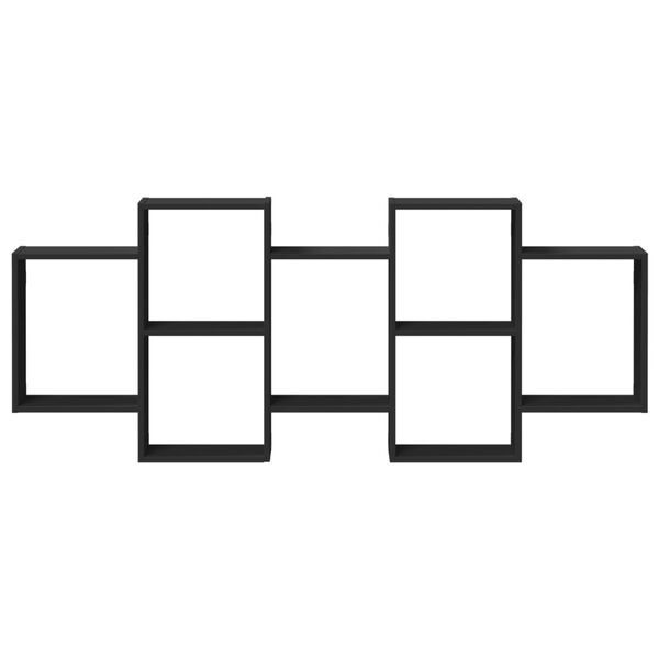 vidaXL Ραφιέρα Τοίχου Μαύρο 159x18x65 εκ. από Επεξεργασμένο Ξύλο