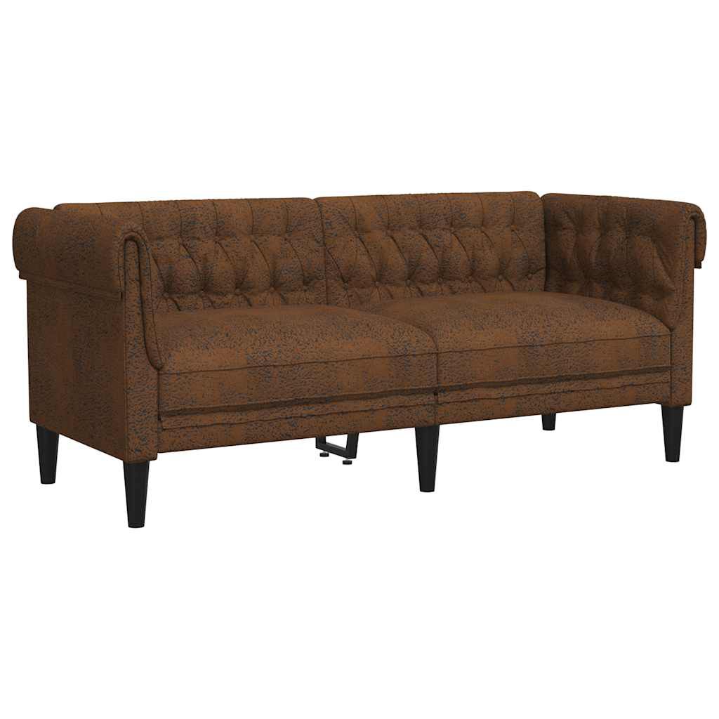vidaXL Καναπές Διθέσιος Chesterfield Καφέ Υφασμάτινος