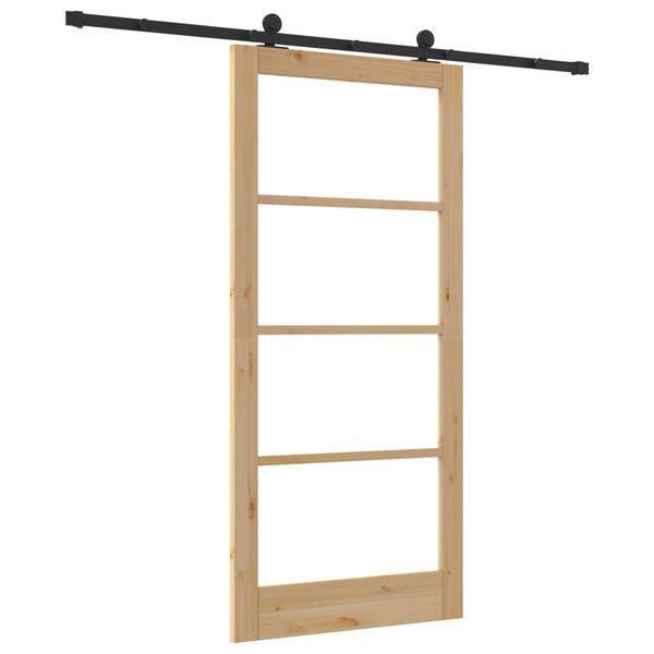 vidaXL Συρόμενη Πόρτα ORKDAL Καφέ 93 x 202 cm Ξύλο και μέταλλο