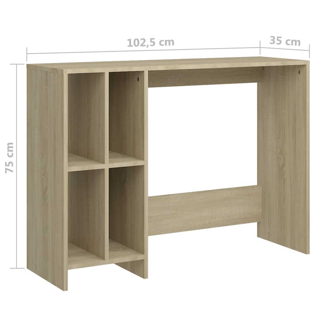 vidaXL Γραφείο Notebook Sonoma Oak 102,5 x 35 x 75 εκ. από Επεξ. Ξύλο