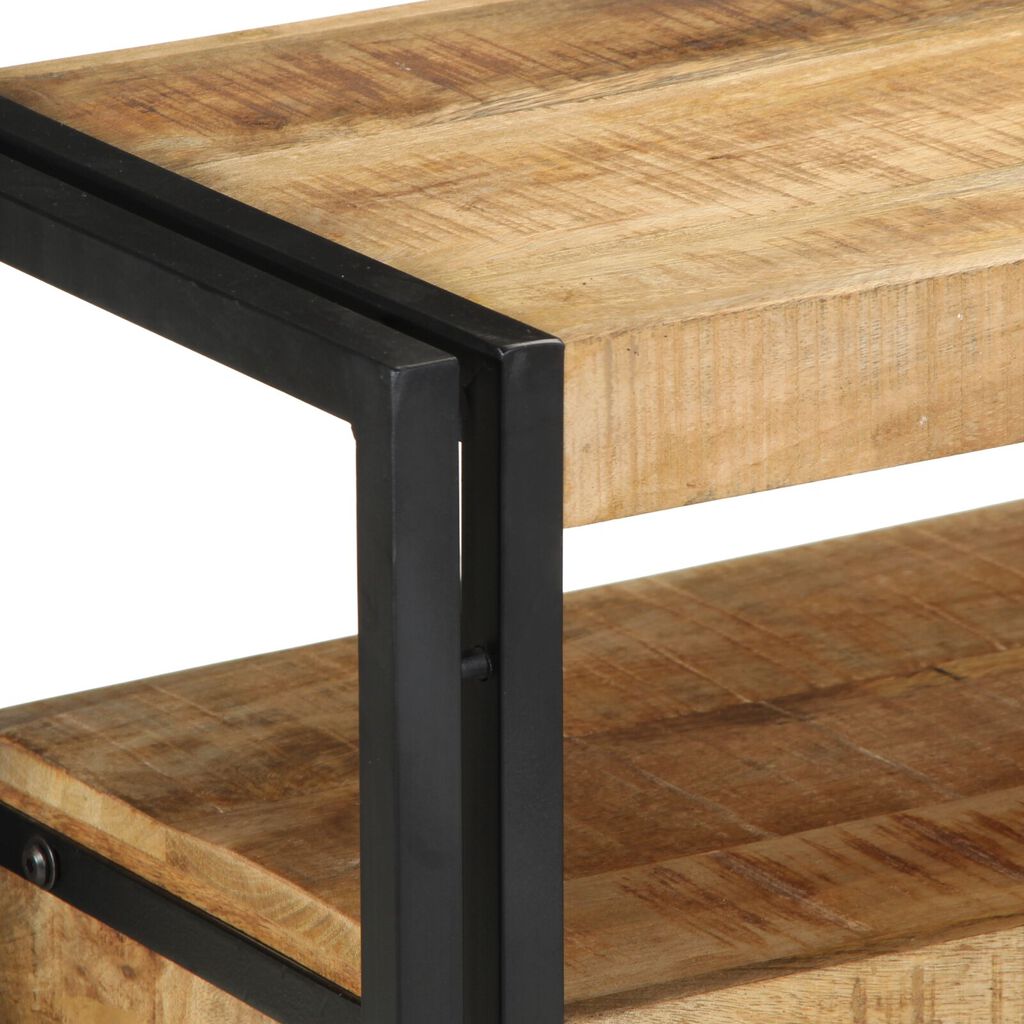 vidaXL Τραπέζια στο κομοδίνο Μαύρο 120x33x75 εκ Μασίφ ξύλο μάνγκο και μέταλλο