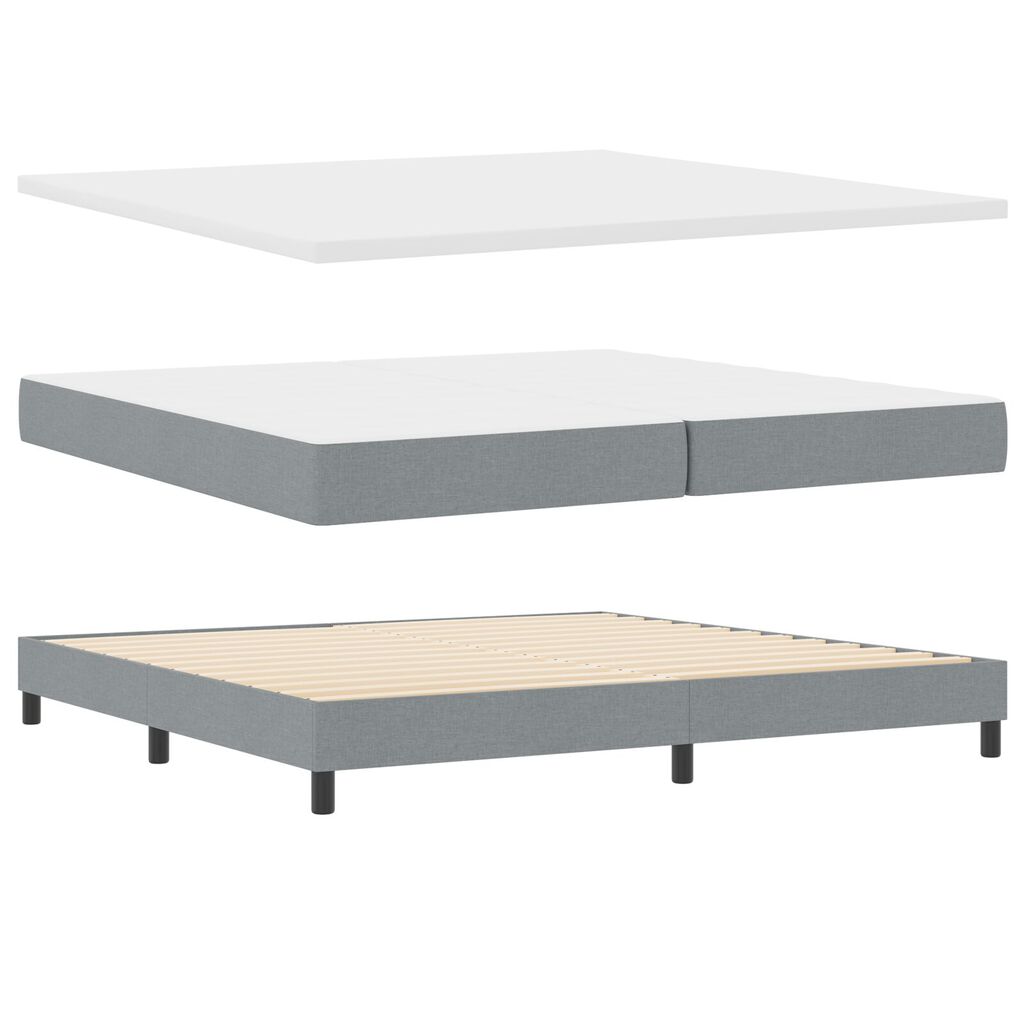 vidaXL Κρεβάτι Box Spring με Στρώμα & LED Φως Γκρι 200x200 εκ. Υφάσματος