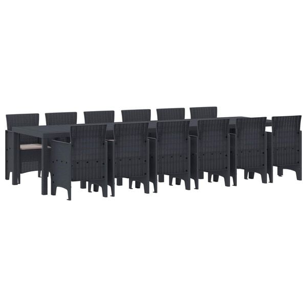 vidaXL Σέτ φαγητού για κήπο 13 pcs Ανθρακί Rattan Polt