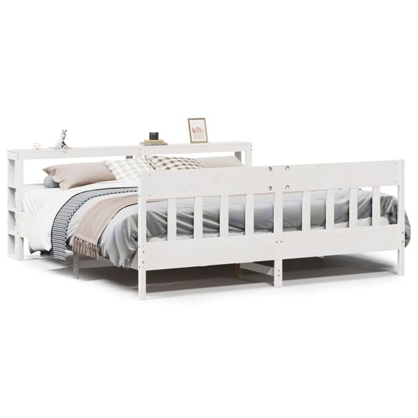 vidaXL Σκελετός Κρεβ. Χωρίς Στρώμα Λευκό 180x200 εκ Μασίφ Πεύκο