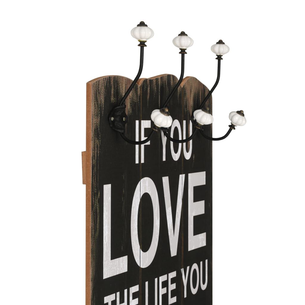 vidaXL Κρεμάστρα Τοίχου «LOVE LE» με 6 Γάντζους 120 x 40 εκ.
