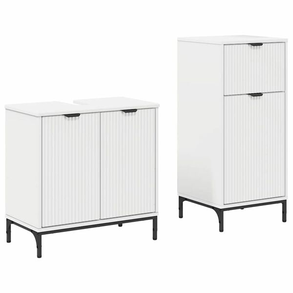 vidaXL Σετ Επίπλων Μπάνιου με συρτάρι 2 pcs Λευκό 39.5 x 36 x 88 εκ