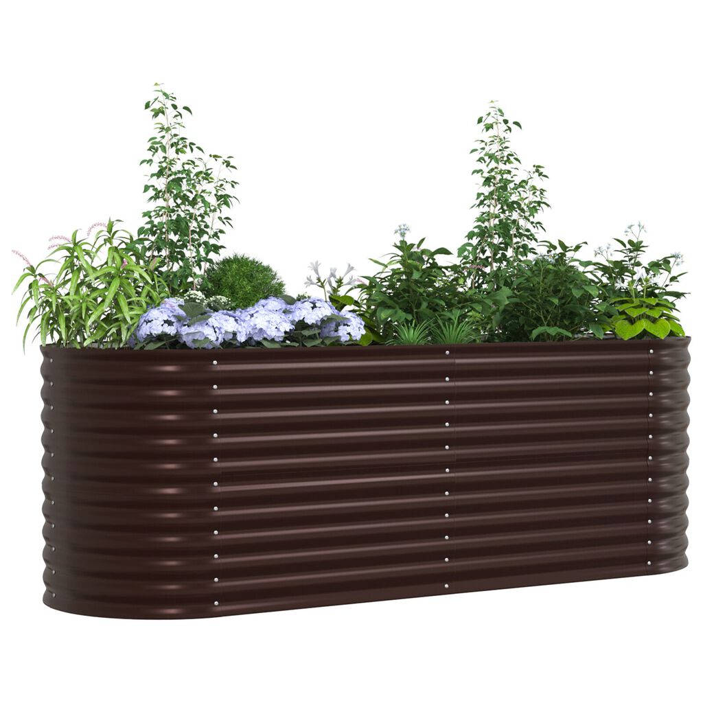 vidaXL Ψηλή Κρεβατοκάμαρα Κήπου Καφέ 240x80x81 εκ από Γαλβανισμένο Χάλυβα