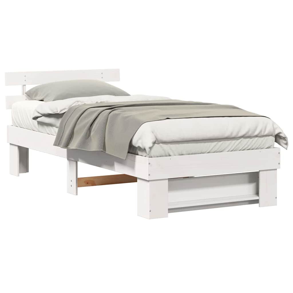vidaXL Σκελετός Κρεβατιού Λευκό 75 x 190 cm Μασίφ ξύλο πεύκου