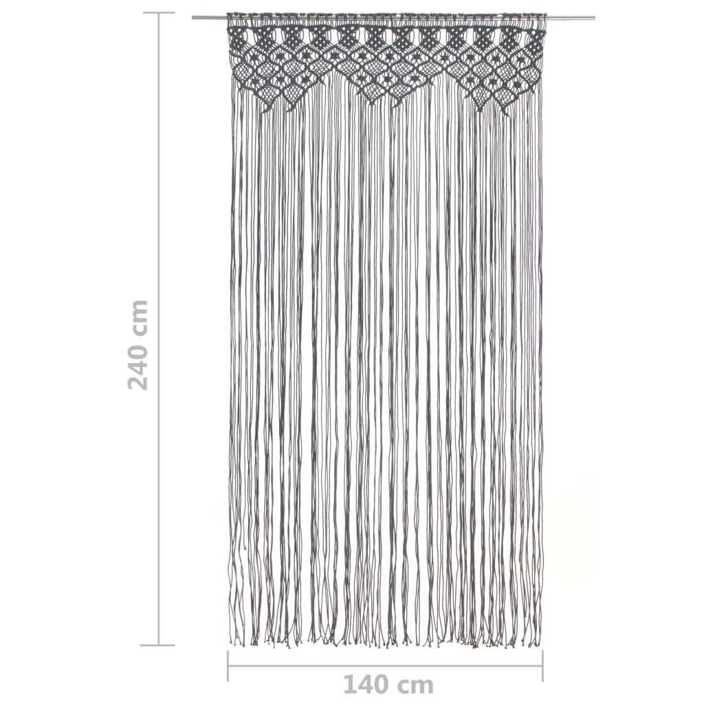 vidaXL Κουρτίνα Μακραμέ Ανθρακί 140 x 240 εκ. Βαμβακερή