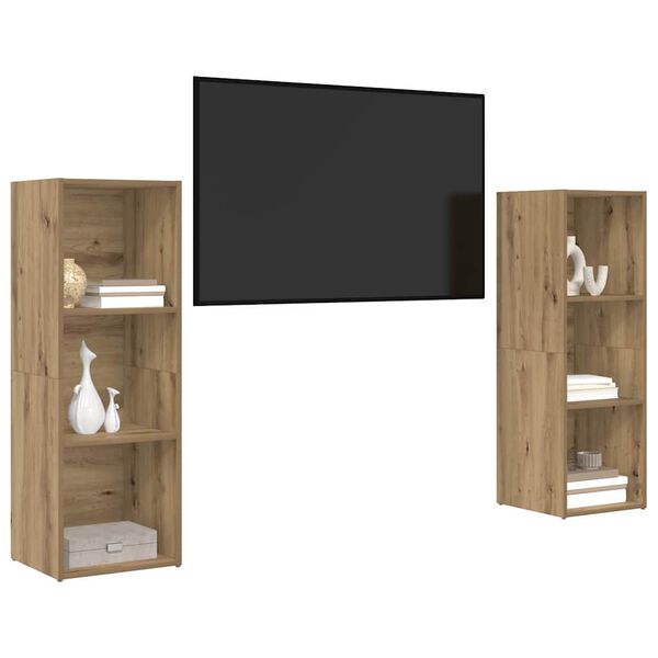 vidaXL &Sigma;&epsilon;&tau; &epsilon;&pi;ί&pi;&lambda;&omicron;&upsilon; &tau;&eta;&lambda;&epsilon;ό&rho;&alpha;&sigma;&eta;&sigmaf; 2 pcs Artisan Oak 107 x 35 x 37 cm
