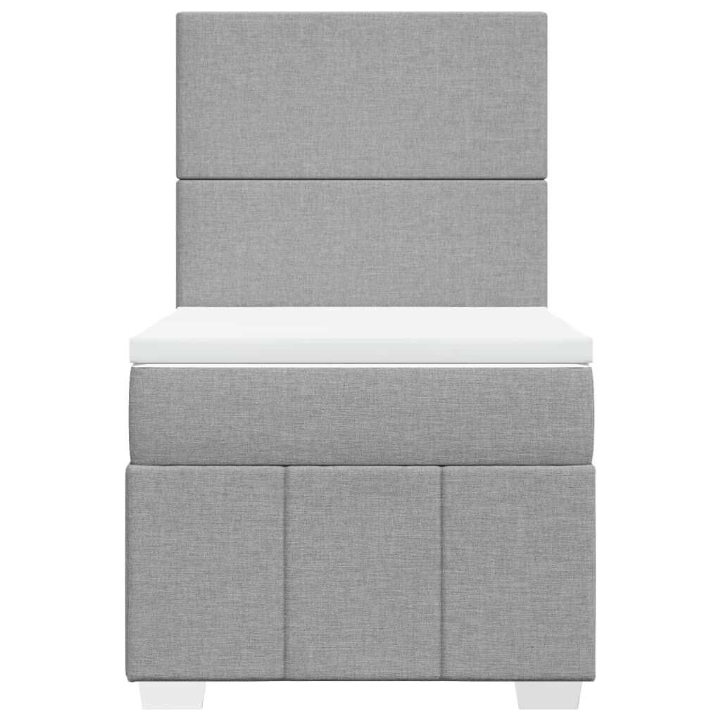 vidaXL Κρεβάτι Boxspring με Στρώμα Ανοιχτό Γκρι 90x200 εκ. Υφασμάτινο