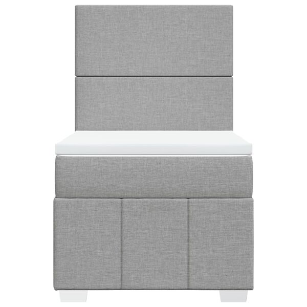 vidaXL Κρεβάτι Boxspring με Στρώμα Ανοιχτό Γκρι 90x200 εκ. Υφασμάτινο