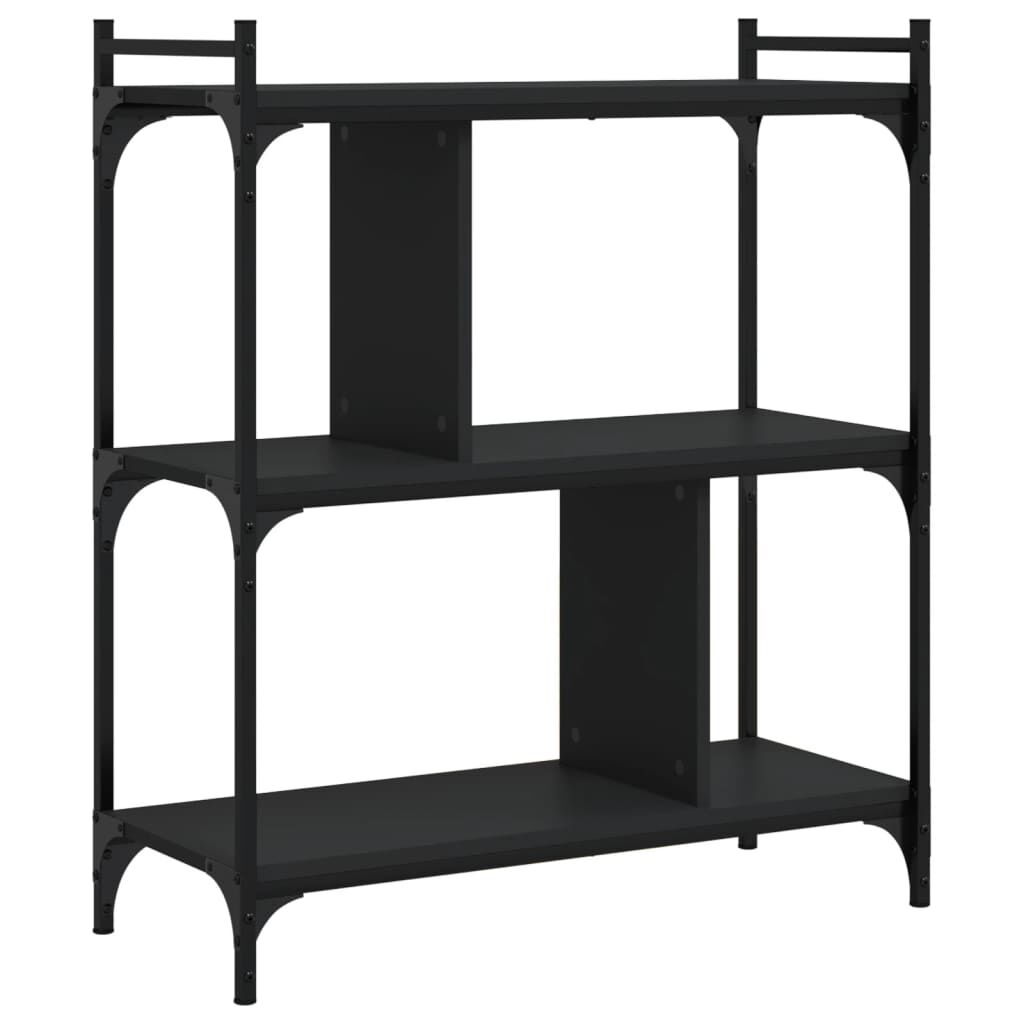 vidaXL Βιβλιοθήκη 3 Επιπέδων Μαύρη 76 x 32 x 88 εκ. από Επεξεργ. Ξύλο
