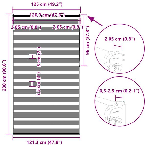 vidaXL Ζέβρα τυφλή Λευκό Πλάτος υφάσματος 120,9 εκ. Πολυεστέρας