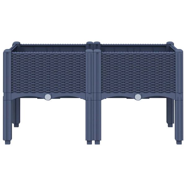 vidaXL Ζαρντινιέρα Κήπου με Πόδια Μπλε Γκρι 80x40x42 εκ. από Πολυπροπυλένιο