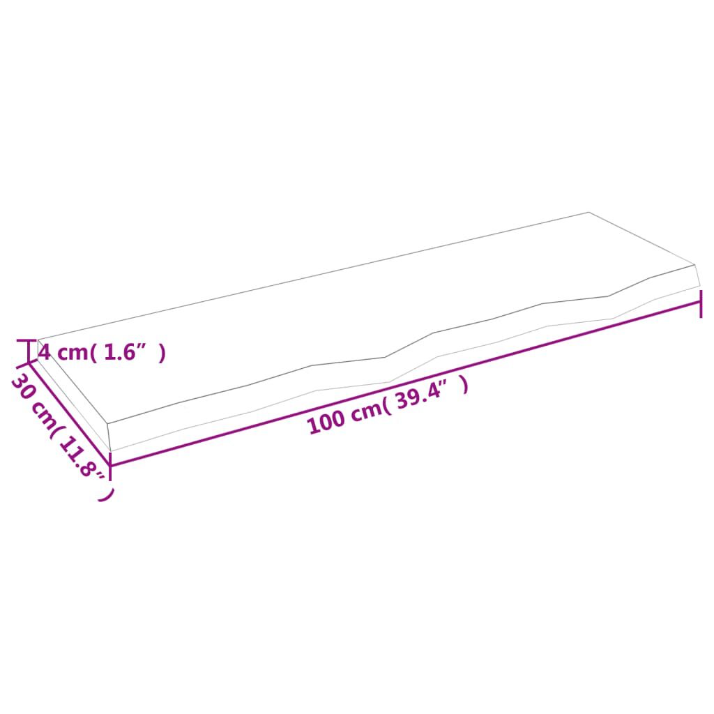 vidaXL Ράφι Τοίχου Σκούρο Καφέ 100x30x(2-4) εκ. Επεξ. Μασίφ Ξύλο Δρυός